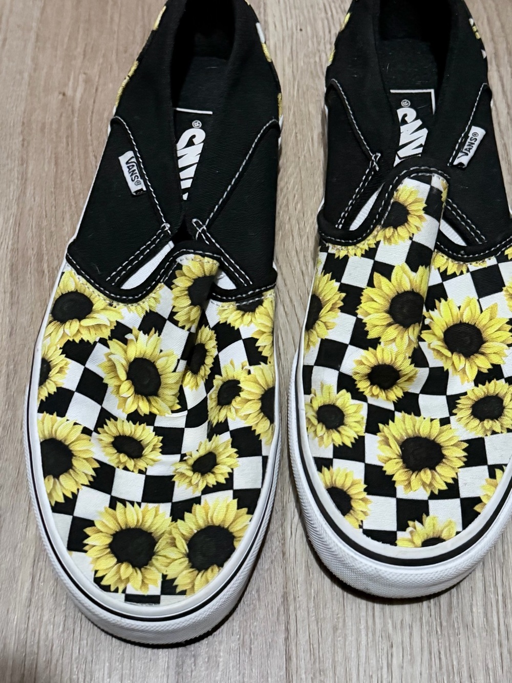 Vans Black & Yellow Sunflower Checkerboard Slip-On